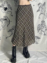 Vintage Plaid Splice Midi Skirt